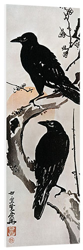 Foam board print Two Crows on a Flowering Plum in Winter, 1870