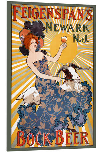 Alubild Werbeposter für Feigenspan's Bock Beer aus Newark, New Jersey (1890)