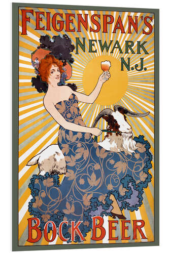 Foam board print Poster advertising Feigenspan's Bock Beer from Newark, New Jersey (1890)