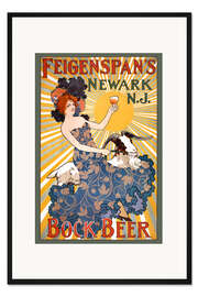 Gerahmter Kunstdruck Werbeposter für Feigenspan's Bock Beer aus Newark, New Jersey (1890)