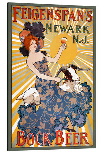 Stampa su plexi-alluminio Poster advertising Feigenspan's Bock Beer from Newark, New Jersey (1890)