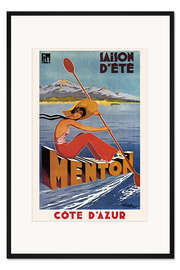 Gerahmter Kunstdruck Werbeposter für Sommeraktivitäten in Menton, Cote d'Azur (1935)