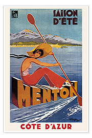Stampa  French Poster advertising Summer Activities at Menton, Cote d&#039;Azur (1935)