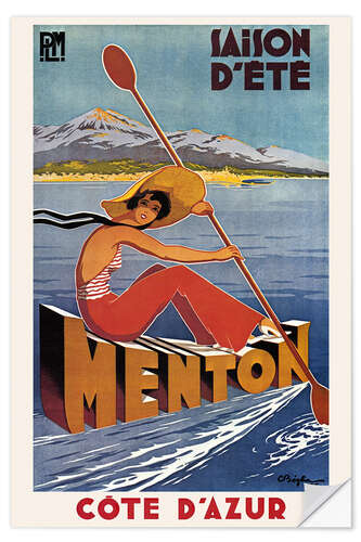 Wall sticker French Poster advertising Summer Activities at Menton, Cote d'Azur (1935)