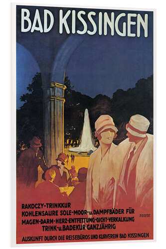 Foam board print German Travel Poster, "Bad Kissingen", 1923