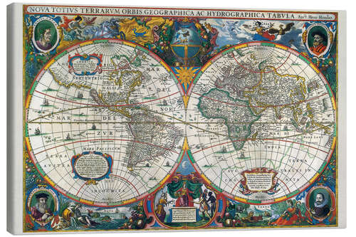 Canvas-taulu World Map, 1630