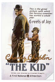 Selvklebende plakat Charlie Chaplin, "The Kid", 1920