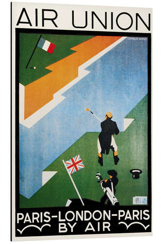 Stampa su alluminio Poster Advertising Air Union's Paris to London Route, 1923