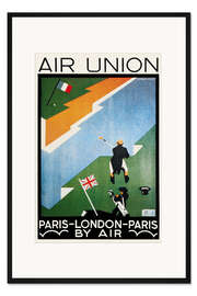 Gerahmter Kunstdruck Plakat für die Flugstrecke Paris-London der Air Union, 1923