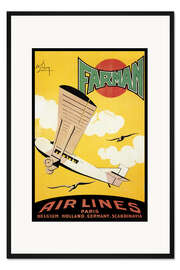 Gerahmter Kunstdruck Plakat für die französische Fluggesellschaft Farman, 1926