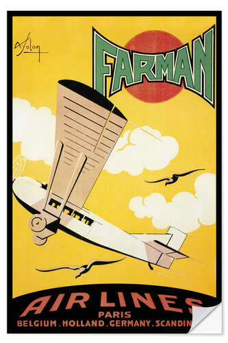 Wandsticker Plakat für die französische Fluggesellschaft Farman, 1926