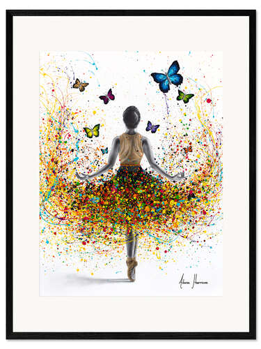 Ingelijste kunstdruk Rainbow Butterfly Ballerina