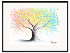Gerahmter Kunstdruck Pastellfarbener Regenbogenbaum