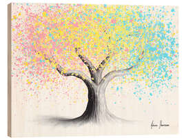 Wood print Pastel Rainbow Tree