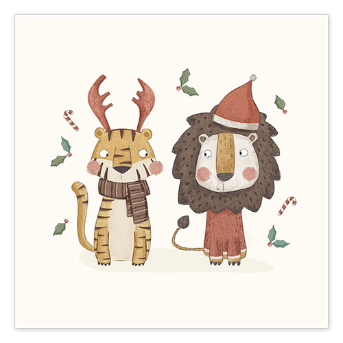 Poster Tiger and Lion ready for Christmas