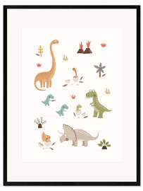 Plakat artystyczny premium w ramie Baby dinosaurs and their parents I