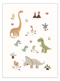 Wall print  Baby dinosaurs and their parents I - Marta Munte