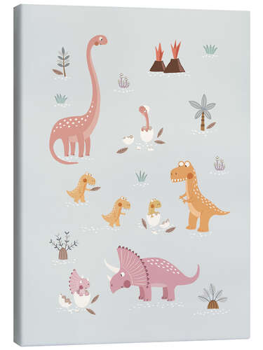 Tableau sur toile Baby dinosaurs and their parents II