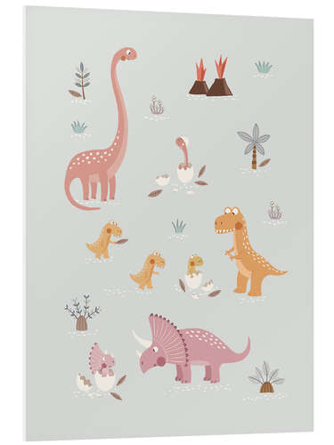 Foam board print Baby dinosaurs and their parents II