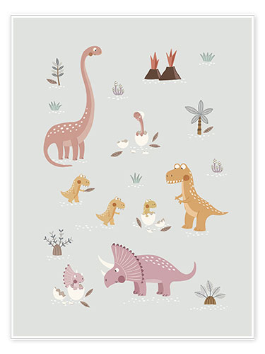 Poster Baby dinosaurs and their parents II