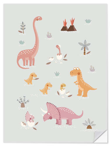 Wall sticker Baby dinosaurs and their parents II