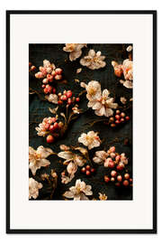 Gerahmter Kunstdruck Wilde Blumen und Beeren