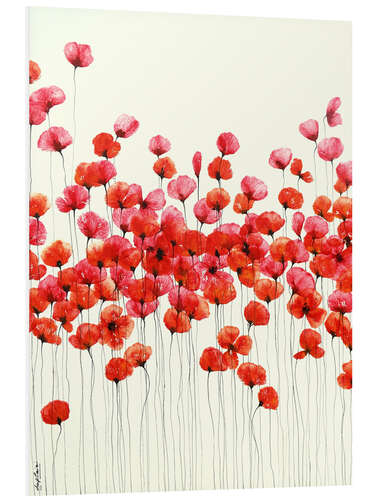 Foam board print Wild flowers - Red poppies on beige