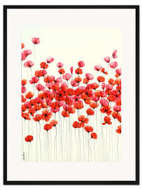 Gerahmter Kunstdruck Wilde Blumen - Roter Mohn auf beige - Sophie Duplain