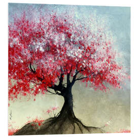 Tableau en PVC Cherry tree with pink blossoms on a hill