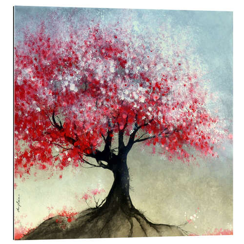 Gallery print Cherry tree with pink blossoms on a hill