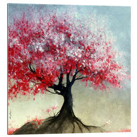 Gallery print Cherry tree with pink blossoms on a hill