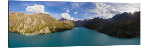 Alumiinitaulu Panoramic view of the Mattmark barrier lake, Switzerland