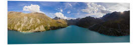 Foam board print Panoramic view of the Mattmark barrier lake, Switzerland