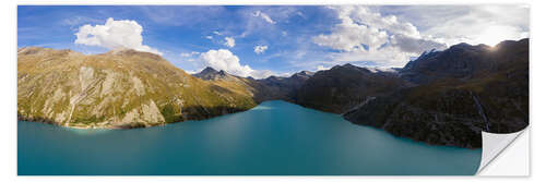 Selvklebende plakat Panoramic view of the Mattmark barrier lake, Switzerland