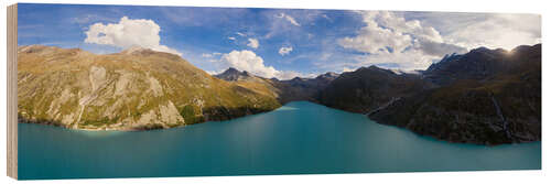 Wood print Panoramic view of the Mattmark barrier lake, Switzerland