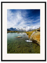 Gerahmter Kunstdruck Mischabelkette von Kreuzboden, Switzerland