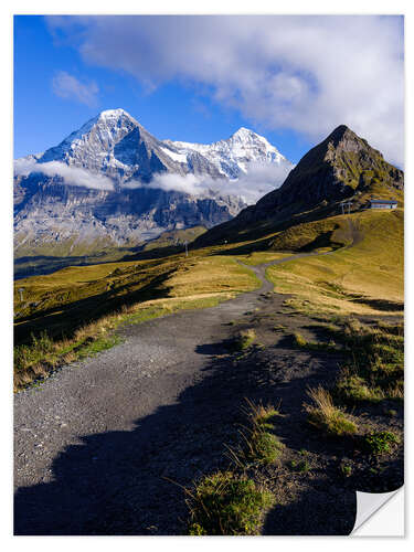 Selvklebende plakat Eiger and Monch mountain peak, Switzerland