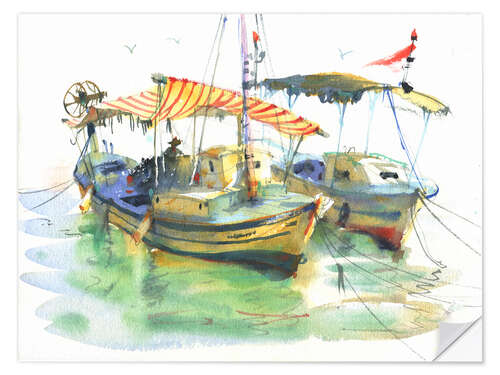 Selvklebende plakat Fishing boats