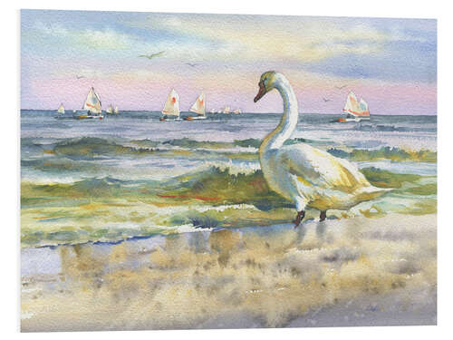 Foam board print A swan at the beach