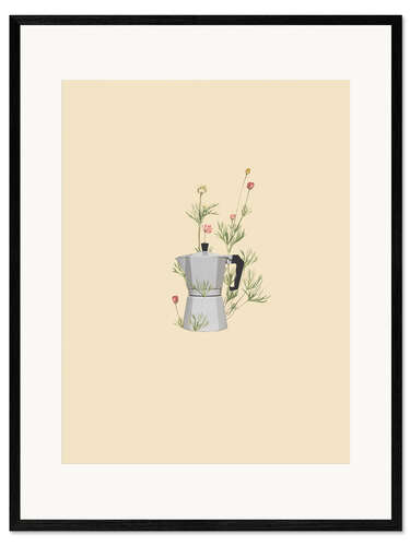 Ingelijste kunstdruk Floral Mokka Espresso