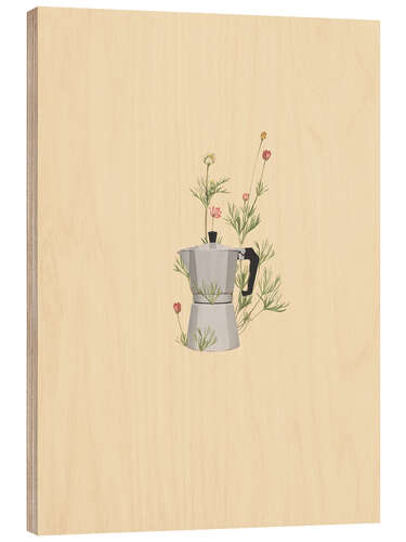 Hout print Floral Mokka Espresso