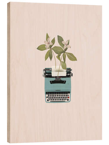 Wood print Botanical Typewriter