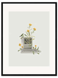 Ingelijste kunstdruk Floral Vintage Computer
