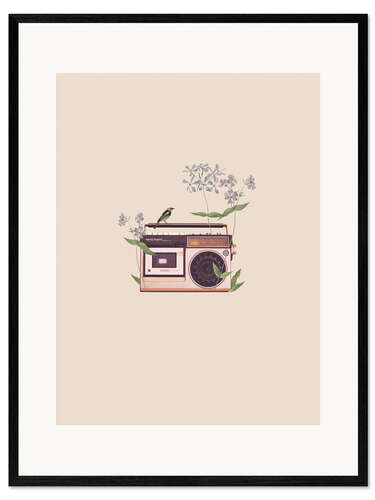 Impressão artística com moldura Floral Radio