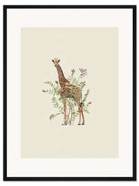 Gerahmter Kunstdruck Floral Giraffe