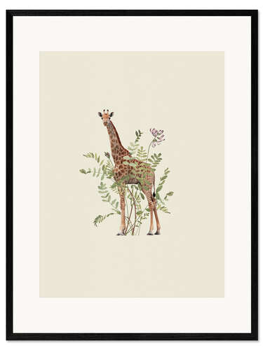 Gerahmter Kunstdruck Floral Giraffe