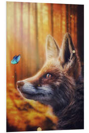 Foam board print Fox and Butterfly in the Autumn Forest