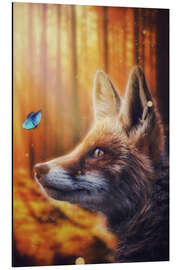 Magnettafel Fuchs und Schmetterling im Herbstwald