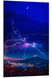 Magnettafel Mount Fuji unter einem Gewitter-Himmel