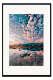 Gerahmter Kunstdruck Kleines Boot auf einem japanischen Fluss